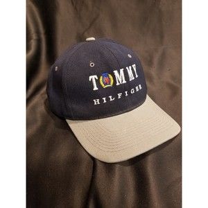 VTG Tommy Hilfiger Snapback Hat Men's Blue Acrylic/Wool Adjustable Cap Vintage